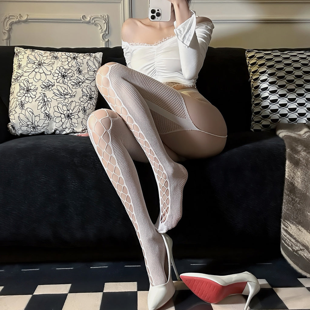 Lace Patterned Thigh-High Stockings